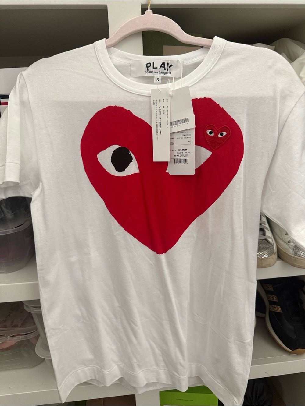 This brand new Comme des Garçons PLAY Red Heart Emblem T-Shirt